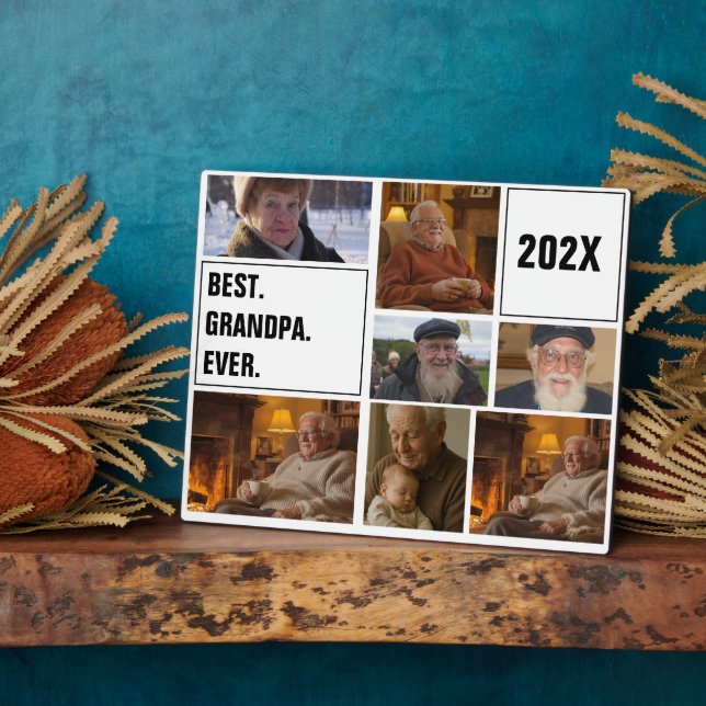 Plaque Photo Best Grandpa Ever Photo Collage and Custom Text (Côté)