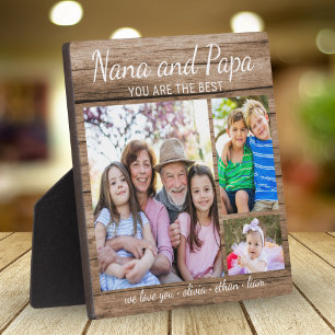 Plaque Photo Best Nana And Papa Grandkids 3 Photo Collage Wood