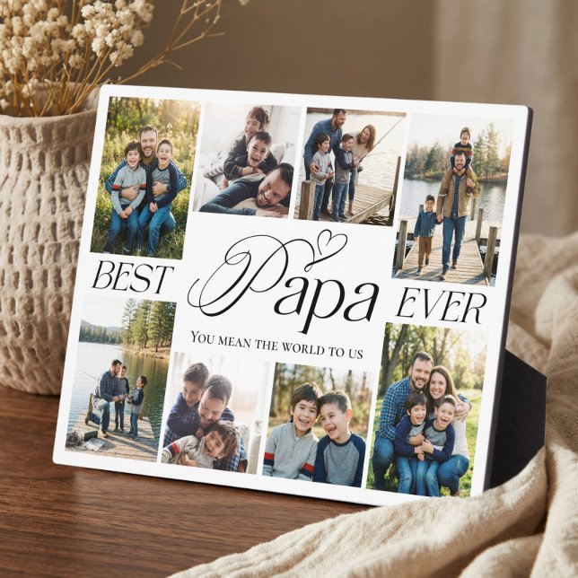Plaque Photo Best Papa Ever Personalized Photo Collage keepsake (Best Papa Ever Personalized Photo Collage keepsake Plaque)