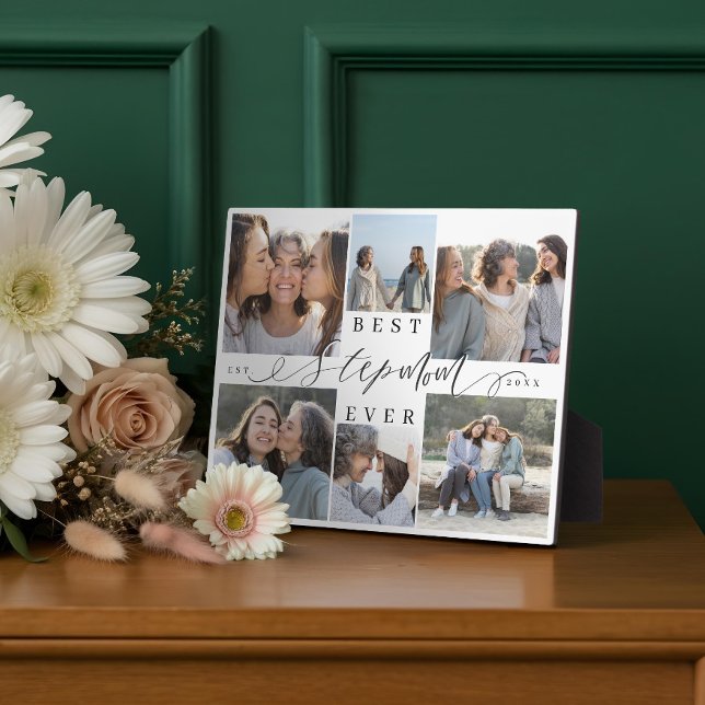 Plaque Photo Best Stepmom Ever Script Photo Collage Keepsake (Best Stepmom Ever Script Photo Collage Keepsake Plaque)