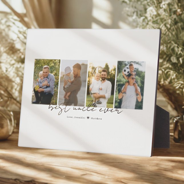 Plaque Photo Best Uncle Ever Modern Script 4 Photos Collage (Créateur téléchargé)
