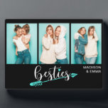 Plaque Photo Besties Best Friends Trois Photo Nom Personnalisé<br><div class="desc">Ce design moderne comprend trois de vos photos préférées avec le texte "besties" dans la typographie amusante avec vos noms personnalisés. Personnalisé en modifiant le texte dans les zones de texte fournies. #photo #cadeaux photographiques #cadeaux #cadeaux #cadeaux #cadeaux #cadeaux #cadeaux #cadeaux #cadeaux #cadeaux #cadeaux #cadeaux #cadeaux #cadeaux personnalisés #nom #cadeaux...</div>
