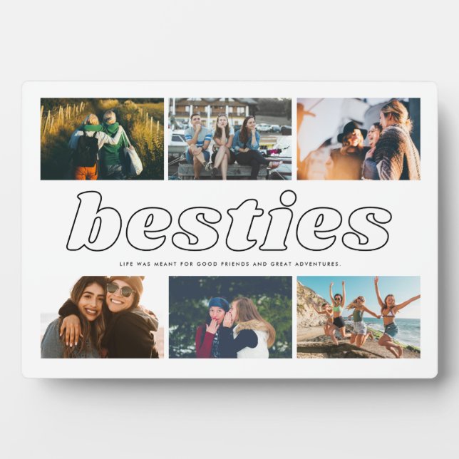 Plaque Photo Besties Meilleur ami Citation Collage photo (Devant)