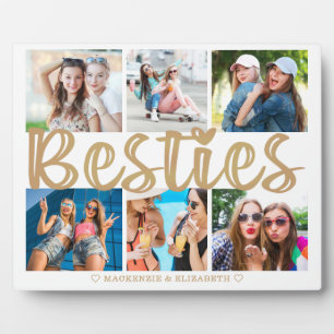 Plaque Photo BESTIES Modernes 6 Photo Collage Or Texte Personna