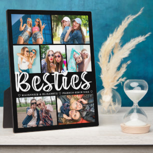 Plaque Photo BESTIES Modernes 7 Photo Collage Noir Personnalisé
