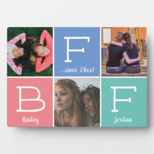 Plaque Photo BFF Best Friends Besties 3-photo Collage Pastels