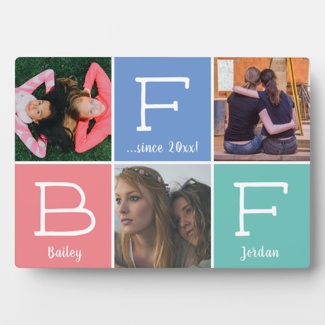 Plaque Photo BFF Best Friends Besties 3-photo Collage Pastels (Devant)