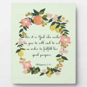 Plaque Photo Bible Verse Art - Philippiens 2:13