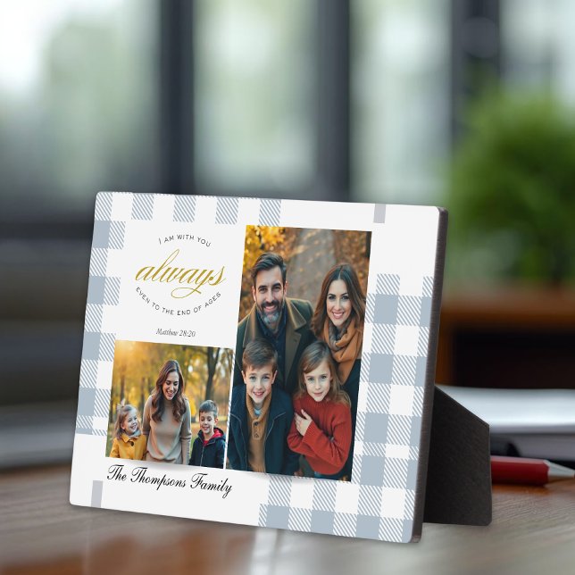 Plaque Photo Bible Verse Blue Family Photo Collage Scripture (Créateur téléchargé)