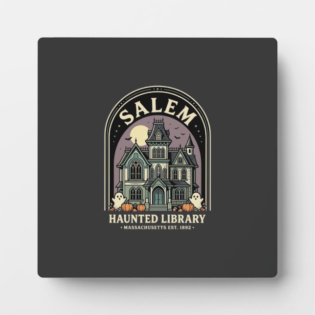 Plaque Photo Bibliothèque hantée de Salem Halloween Design_1 (Devant)