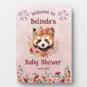 Plaque Photo Bienvenue au Baby shower de l'ours Panda Rouge