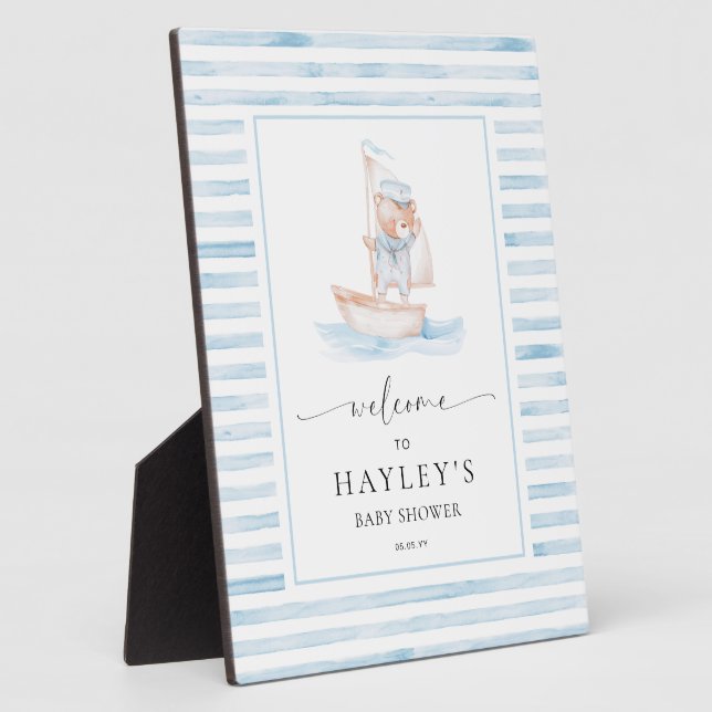 Plaque Photo Bienvenue de l'Ours Bleu marin (Côté)