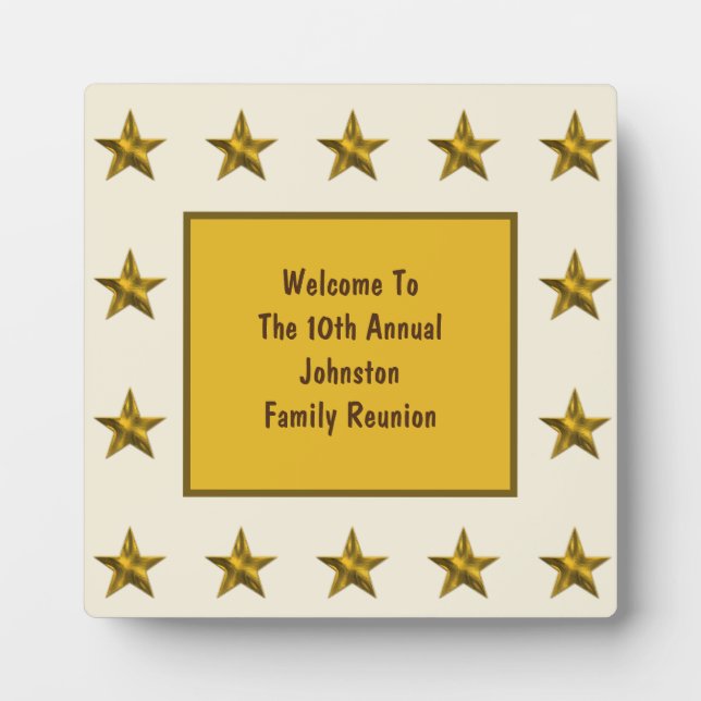 Plaque Photo Bienvenue Famille Reunion Gold Star annuel Gros év (Devant)