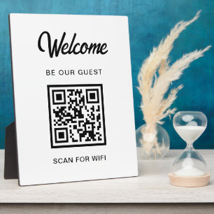 Plaque Photo Bienvenue Soyez Notre Invité Scan For QR Code Wifi