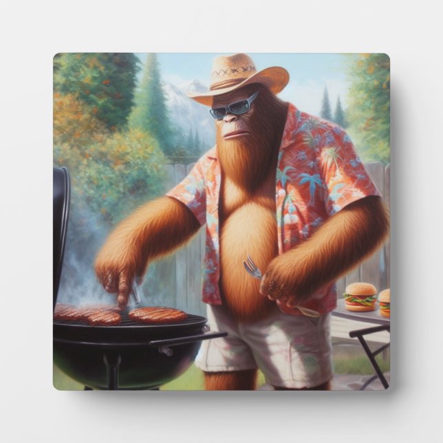 Plaque Photo Bigfoot Grilling Burgers (Devant)