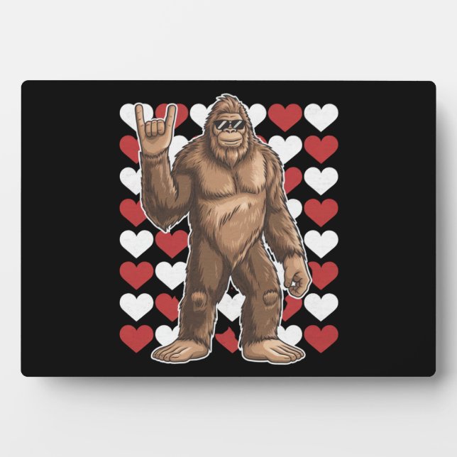 Plaque Photo Bigfoot Valentines Jour Coeurs Drôle Sasquatch Amo (Devant)