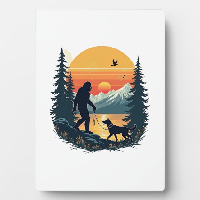 Plaque Photo Bigfoot Vintage Marche Chien Montagne Coucher de s (Devant)