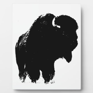 Plaque Photo Bison de bison noir et blanc Pop Art