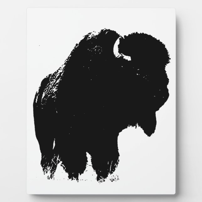 Plaque Photo Bison de bison noir et blanc Pop Art (Devant)