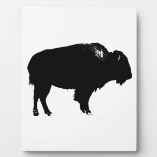 Plaque Photo Bison noir et blanc Silhouette Pop Art