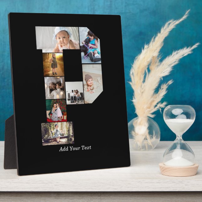 Plaque Photo Black and White Letter P Photo Collage (Côté)