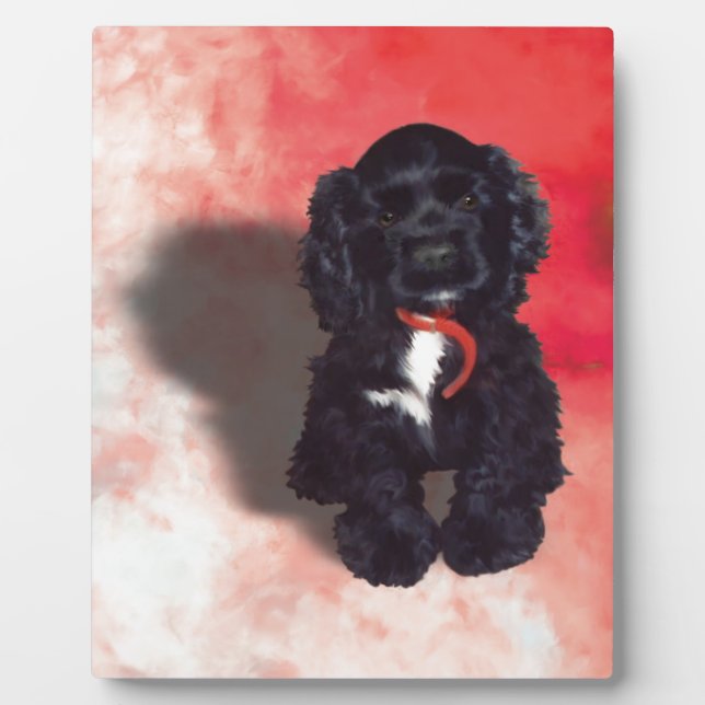 Plaque Photo Black Cocker Spaniel Puppy - Abby (Devant)