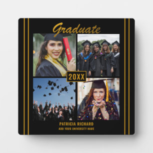 Plaque Photo Black Gold Graduation 4 Photo Collage de photos