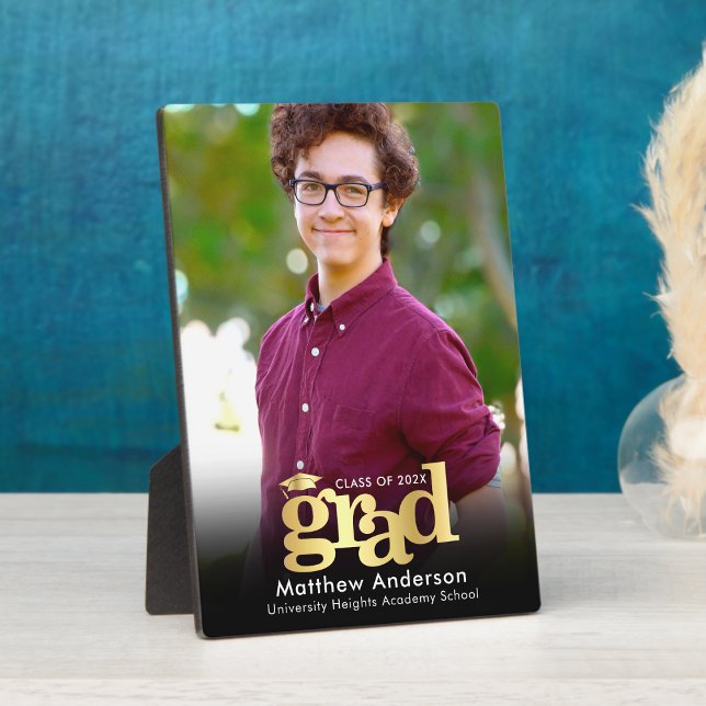 Plaque Photo Black Gold Graduation Photo Bold Typographie moder (Créateur téléchargé)
