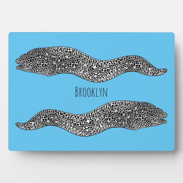 Plaque Photo Black spotted moray eel cartoon (Devant)
