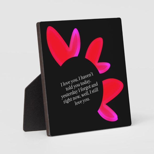 Plaque Photo Black tabletop with easel red and pink hearts 2026 (Recto)