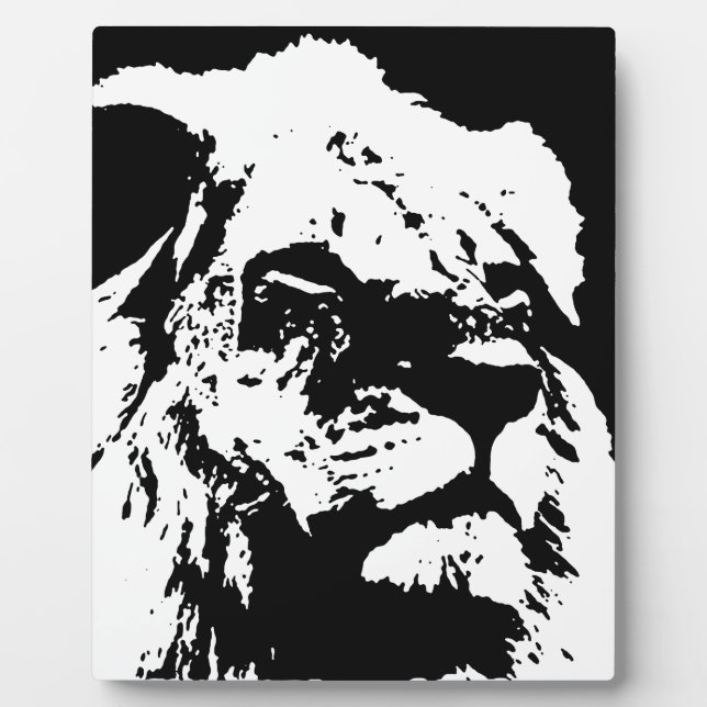 Plaque Photo Black & white lion pop art (Devant)