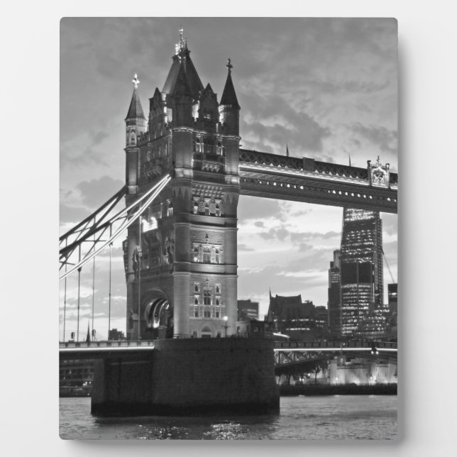 Plaque Photo Black White London Tower Bridge UK Travel (Devant)