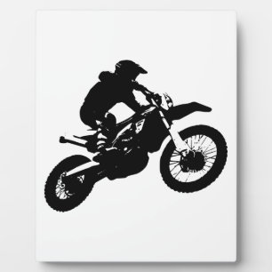 Plaque Photo Black White Pop Art Motocross Motorcyle Sport