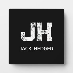 PLAQUE PHOTO BLANC MINIMALISTE MONOGRAMME À DEUX LETTRES NOM NO