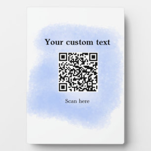 Plaque Photo bleu aquarelle QR code scan ajouter texte personna
