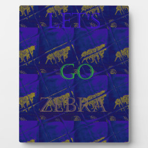 Plaque Photo Bleu français "Let's Go Zebra" Abstrait