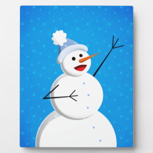 Plaque Photo Bleu Noël Joyeux bonhomme de neige