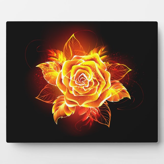 Plaque Photo Blooming Fire Rose (Devant)