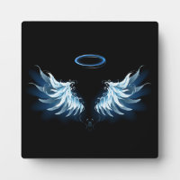 Blue Glowing Angel Wings on black background