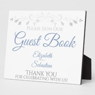 Plaque Photo Blue Grey S'il vous plaît signer notre Mariage de