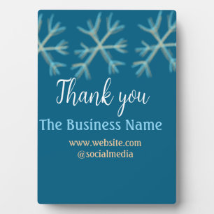 Plaque Photo Blue orange snowflakes ajouter nom commercial noël