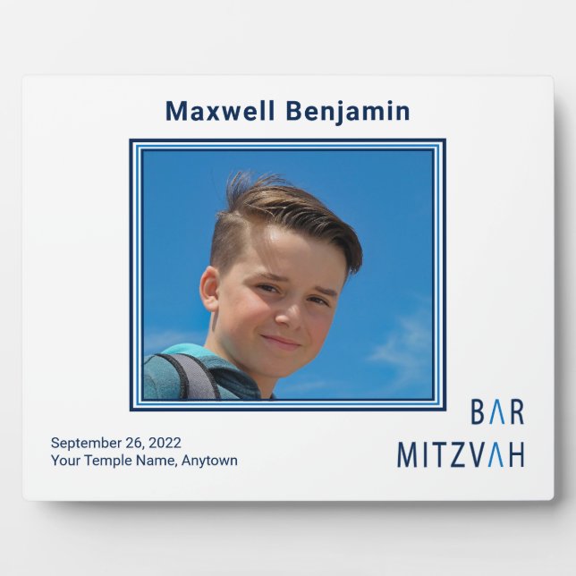 Plaque photo Blue Personnalisée Bar Mitzvah