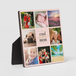 Plaque Photo Blush Rose Gold Cool Super Maman 8 Photo Collage