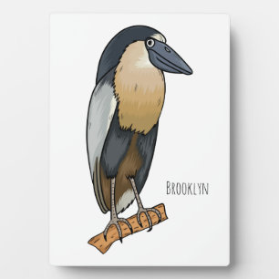Plaque Photo Boat-billed heron bird cartoon illustration
