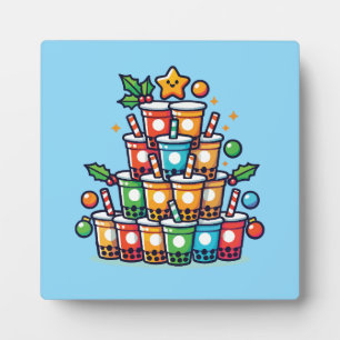 Plaque Photo Boba Christmas Tree - Funky Bubble Tea Holiday