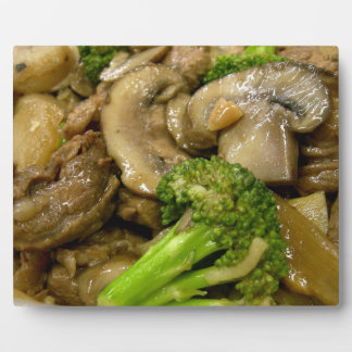 Plaque Photo Boeuf, brocoli et champignons remuer la frite