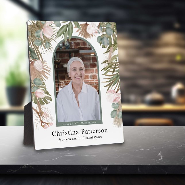 Plaque Photo Boho Feuilles En Mémoire Photo Mémorial  (Créateur téléchargé)
