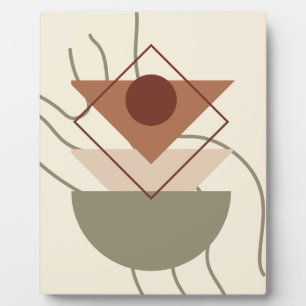 Plaque Photo Boho minimaliste Art géométrique murale - Beige & 
