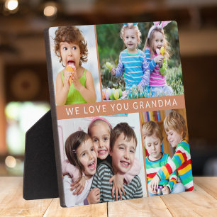 Plaque Photo Boho We Love Grandma 4 Photo Collage Terracotta