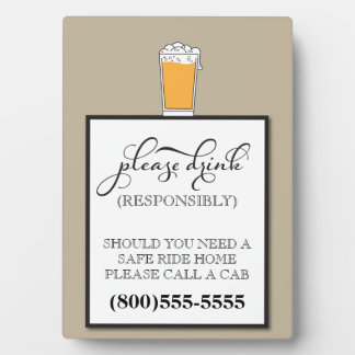 Plaque Photo Boire le panneau barre de manière responsable